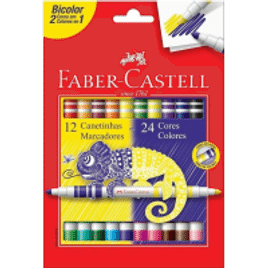 Canetinha Hidrográfica Bicolor Faber-Castell 12 Canetas 24 Cores