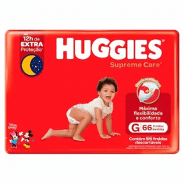 Fralda Descartável Infantil Huggies Supreme Care G 66 Unidades