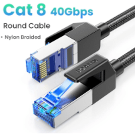 Ugreen CAT8 Cabo Trançado 0,5M Ethernet 40Gbps 2000MHz Nylon