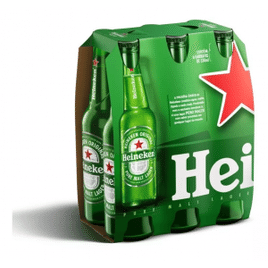 6 Packs Cerveja Heineken Premium Long Neck 330ml - 6 Unidades (Total 36 Unidades)