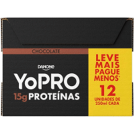 Pack Bebida Láctea Yopro UHT Chocolate 15g de Proteínas 250ml - 12 Unidades