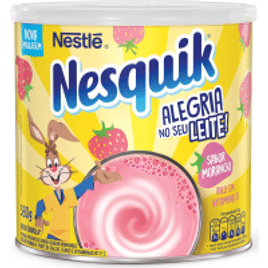 2 Potes Pó Para o Preparo de Bebida Sabor Morango Nestlé Nesquik 380g