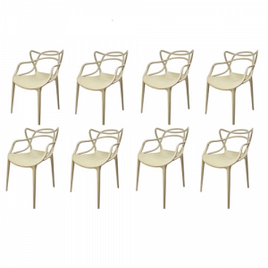 Conjunto 8 Cadeiras Allegra Nude em Polipropileno