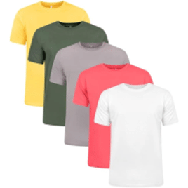 Kit 5 Camisetas Masculinas Básicas 100% Algodão Penteado - Tam M