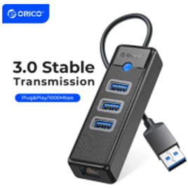 Hub Orico 3 Portas Ethernet 5gbps USB 3.0 Rj45