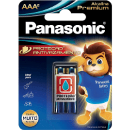 2 Pacotes Pilha Alcalina Panasonic Premium Aaa com 2 Lr03egr/2b96