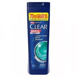 Shampoo Anticaspa Clear Men Limpeza Diária 2 em 1 400ml