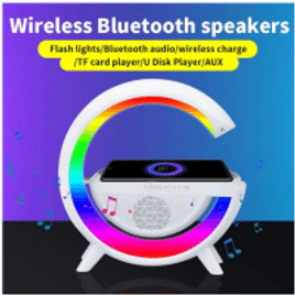 Luminária G-Speaker Smart LED RGB com Carregador de Indução Despertador e Áudio Bluetooth