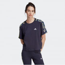 Camiseta Adidas Cropped Algodão Vibrant Print 3-Stripes
