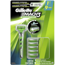 Aparelho de Barbear Gillette Mach3 Sensitive + 9 Cargas