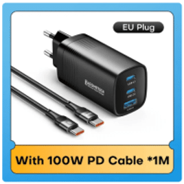 Carregador Rápido Asometech Gan USB Tipo C EU With 100W Cable