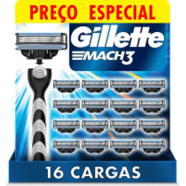Carga para Aparelho de Barbear Gillette Mach3 - 16 Unidades