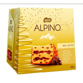 2 Unidades de Panetone com Gotas de Chocolate ao Leite Recheio Chocolate Alpino Nestlé 500g