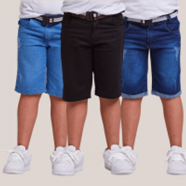 Kit Bermuda Jeans Infantil 3 Unidades