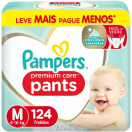 Fralda Pampers Pants Premium Care M - 124 unidades