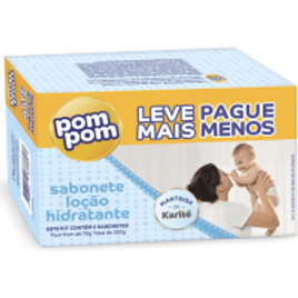 10 Pacotes Sabonete Infantil Pom Pom Hidratante 80g com 5 Unidades