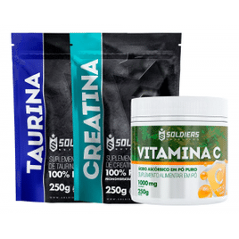 Kit Creatina 250g + Taurina 250g + Vitamina C Em Pó 250g - Soldiers Nutrition