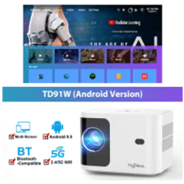Mini projetor FHD TD91 4K 5G WiFi Android TD91W Android Version