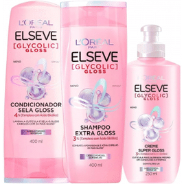 Kit Glycolic Gloss: Shampoo + Condicionador + Creme para Pentear Elseve