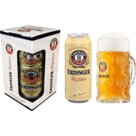 Erdinger Kit Cerveja Lata - 1 Weissbier 500 Ml + 1 Caneca 500Ml