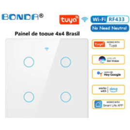 Smart Touch Switch Luz Bonda Tuya WiFi 4x4
