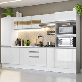 Cozinha Completa 100% MDF Madesa Smart 300 cm Modulada Com Armário Balcão e Tampo - Frent