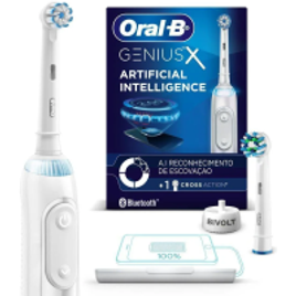 Escova Elétrica Oral-B Genius X + 2 Refis Sensi Ultrafino e CrossAction