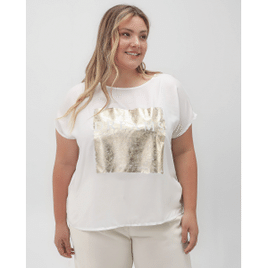 Camiseta plus size feminina dreams com brilho branca | AK Plus by