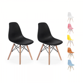 Kit 2 Cadeiras Charles Eames Wood Design Eiffel Colorida