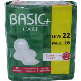 Absorvente Basic + Care Suave com Abas Leve 22 Pague 16