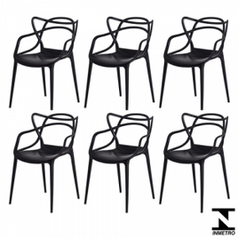 Conjunto 6 Cadeiras Allegra Preto em Polipropileno