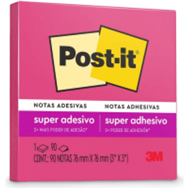 4 Unidades de Post-it 3M Bloco De Notas Super Adesivas Pink Neon 76mm X 76mm 90 Folhas