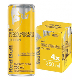 4 Packs Energético Red Bull Frutas Tropicais 250ml - 4 Unidades (Total 16 unidades)