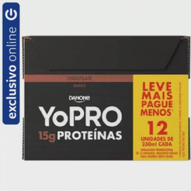 Yopro bebida láctea uht chocolate 15G de proteínas 250ML - 12 unidades