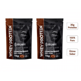 2 Unidades Whey Protein Concentrado 1Kg - Chocolate Belga - Soldiers Nutrition