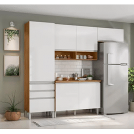Cozinha Compacta Bartira Jaspe com 6 Portas 3 Gavetas e 6 Prateleiras - 260,4cm de largura