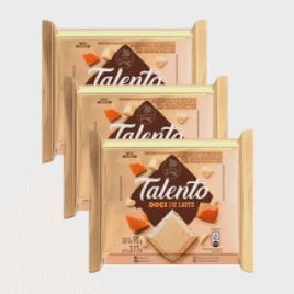 3 unidades de Barra de Chocolate Talento Chocolate Branco com Doce de Leite 85g Garoto