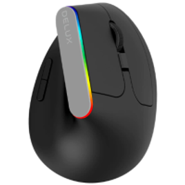 Mouse Vertical Gamer Delux M618DB Sem Fio 6 Botões RGB 4000DPI