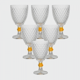 Conjunto de 6 Taças em Vidro Transparente Bico de Abacaxi 300ml - Casambiente