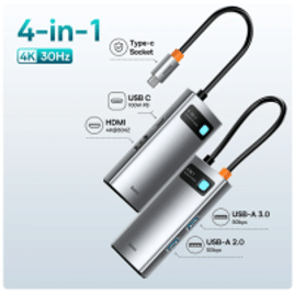 HUB Baseus USB Tipo C para HDMI USB 3.0 4 em 1