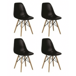 Kit 4 Cadeiras Charles Eames Eiffel Wood Design Branca Preta Cinza Outras
