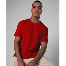 Camiseta masculina de algodão de manga curta vermelha | Pool Basics by