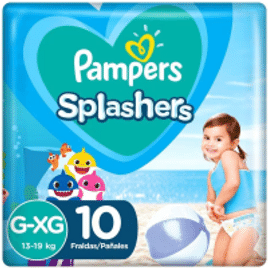 Fralda Pampers Splashers Baby Shark Tamanho G/XG - 10 Unidades