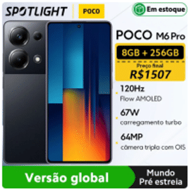 Smartphone POCO M6 Pro 256GB 8GB RAM - Versão Global