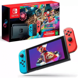 Console Nintendo Switch + Joy-Con Neon + Jogo Mario Kart 8 Deluxe + 3 Meses de Assinatura Nintendo Switch Online - HBDSKABL3