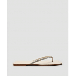 Sandália rasteira feminina Nara com strass - Branco |