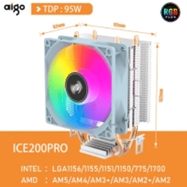 Air Cooler RGB Aigo Ice200 Pro Intel e AMD 95W TDP 1800RPM