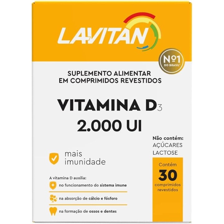 2 Unidades Lavitan Vitamina D3 2.000ui - 30 Comprimidos Revestidos