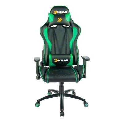 Cadeira Gamer KBM! GAMING CG300 Preto e Verde Com Almofadas Reclinável Descanso de Braço 2D - KGCG300PTVD