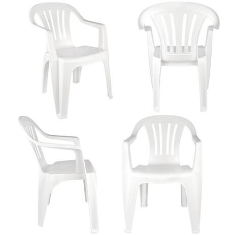 Cadeira Tipo Poltrona em Plástico Bela Vista Branca com 4 Peças MOR